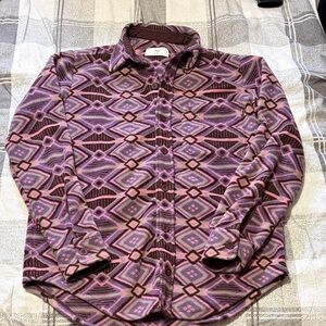Aritzia TNA Fleece Aztec Button Up Shirt Jacket Shacket Purple